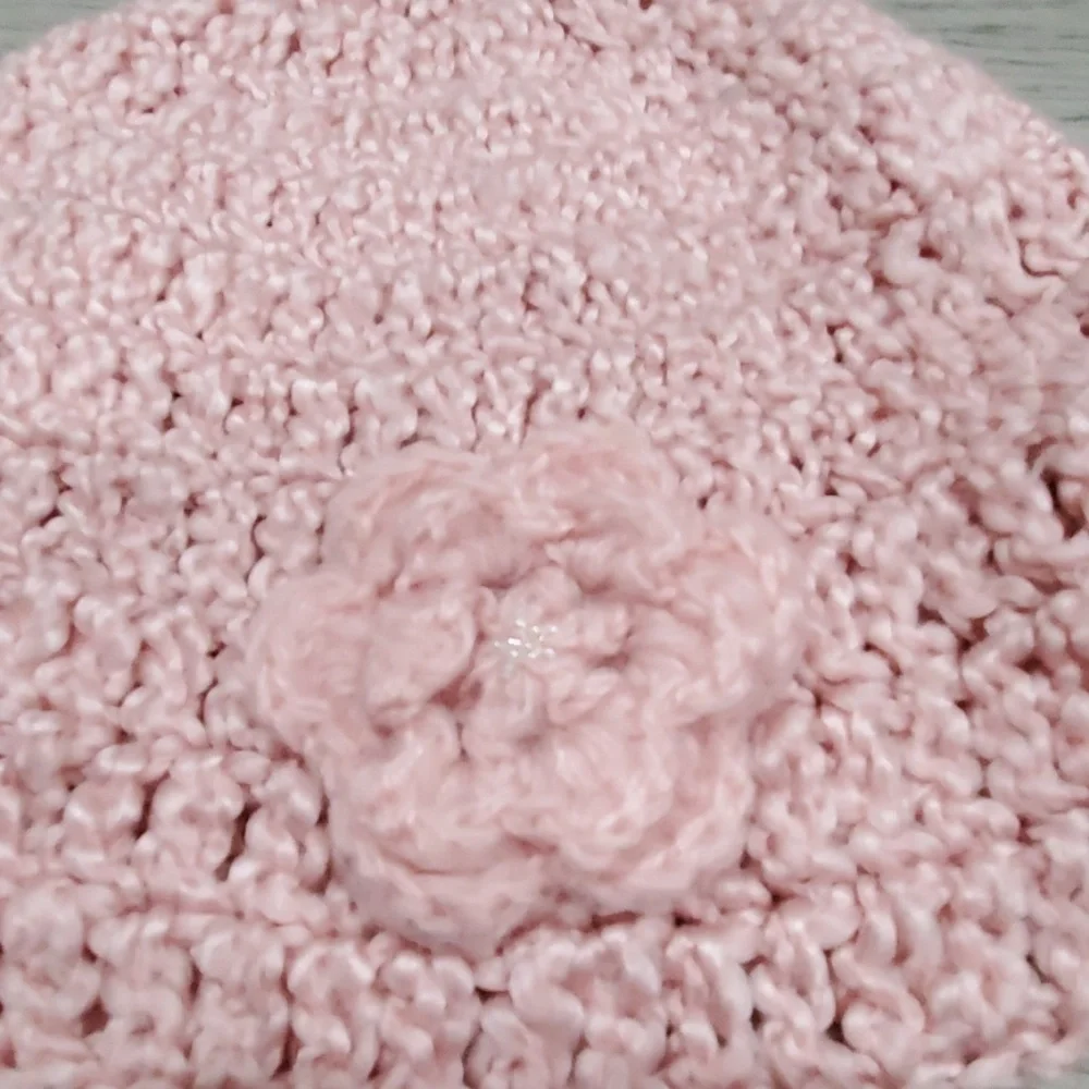 Soft Pink Crochet Skull Cap Handmade
